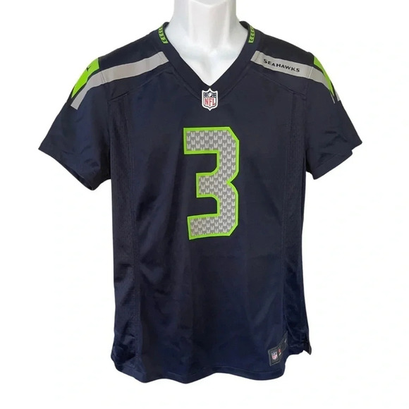 Seattle Seahawks Russell Wilson #3 NFL Nike Navy On Field Game Player Jersey - Picture 9 of 10
